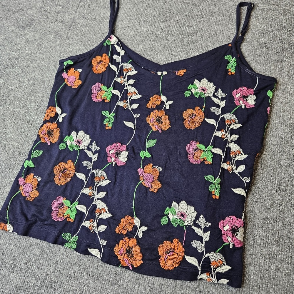 Anthropologie Kellen Embroidered Floral Tank Top Size Medium‎ Boho Festival